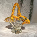 Japanese: Art Glass Amber Yellow Basket