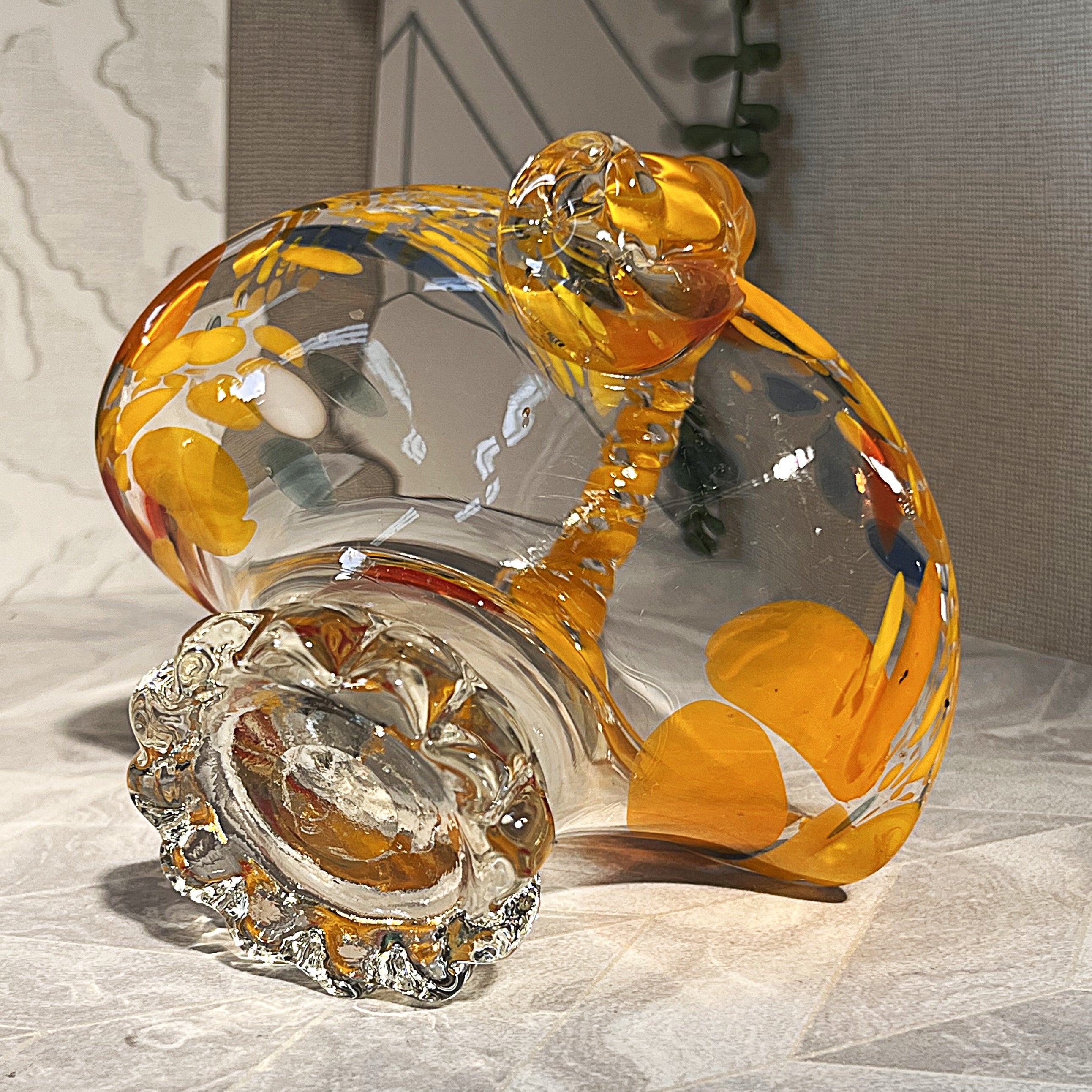 Japanese: Art Glass Amber Yellow Basket