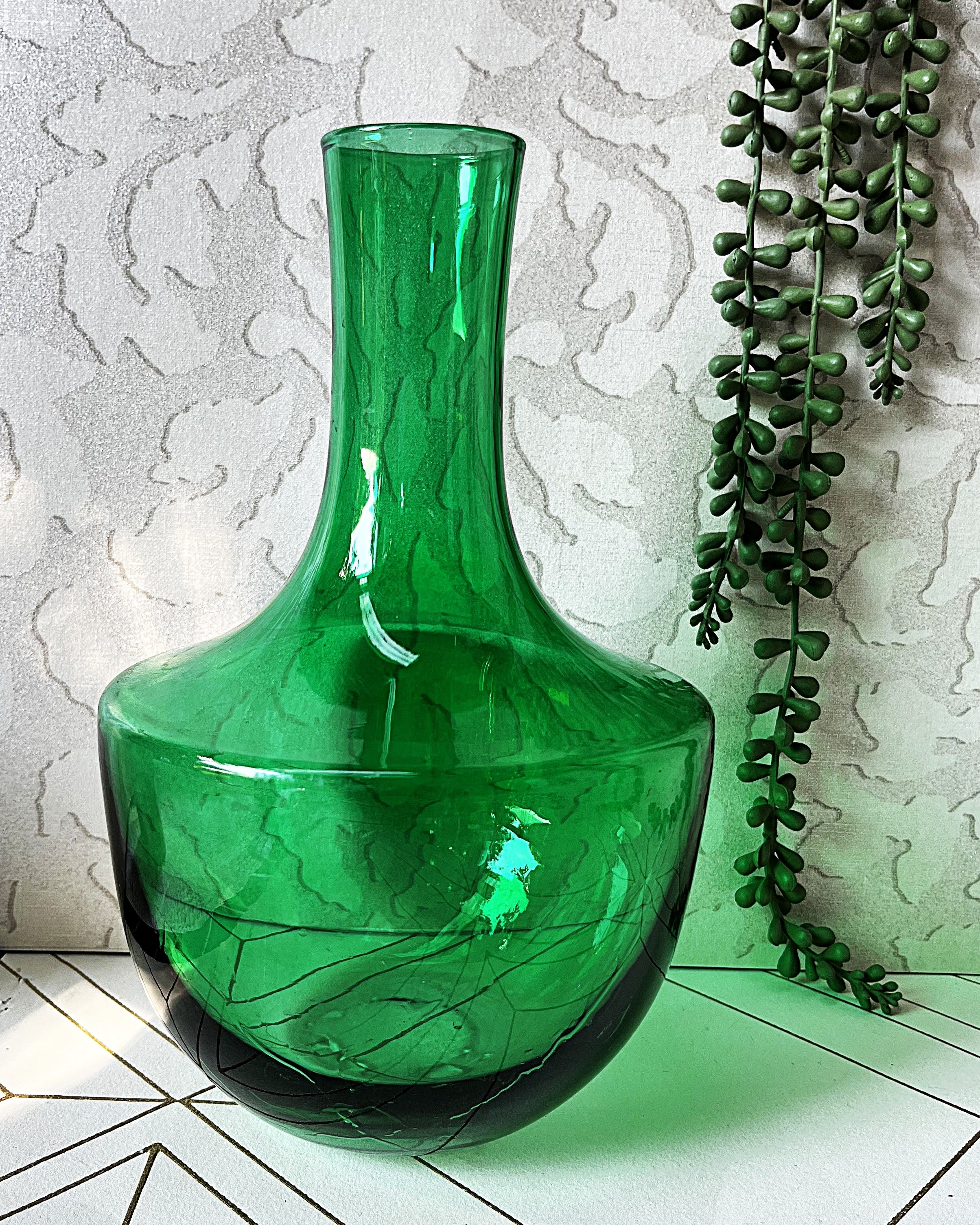 Coloured Glass: Emerald Green Decorative Carafe