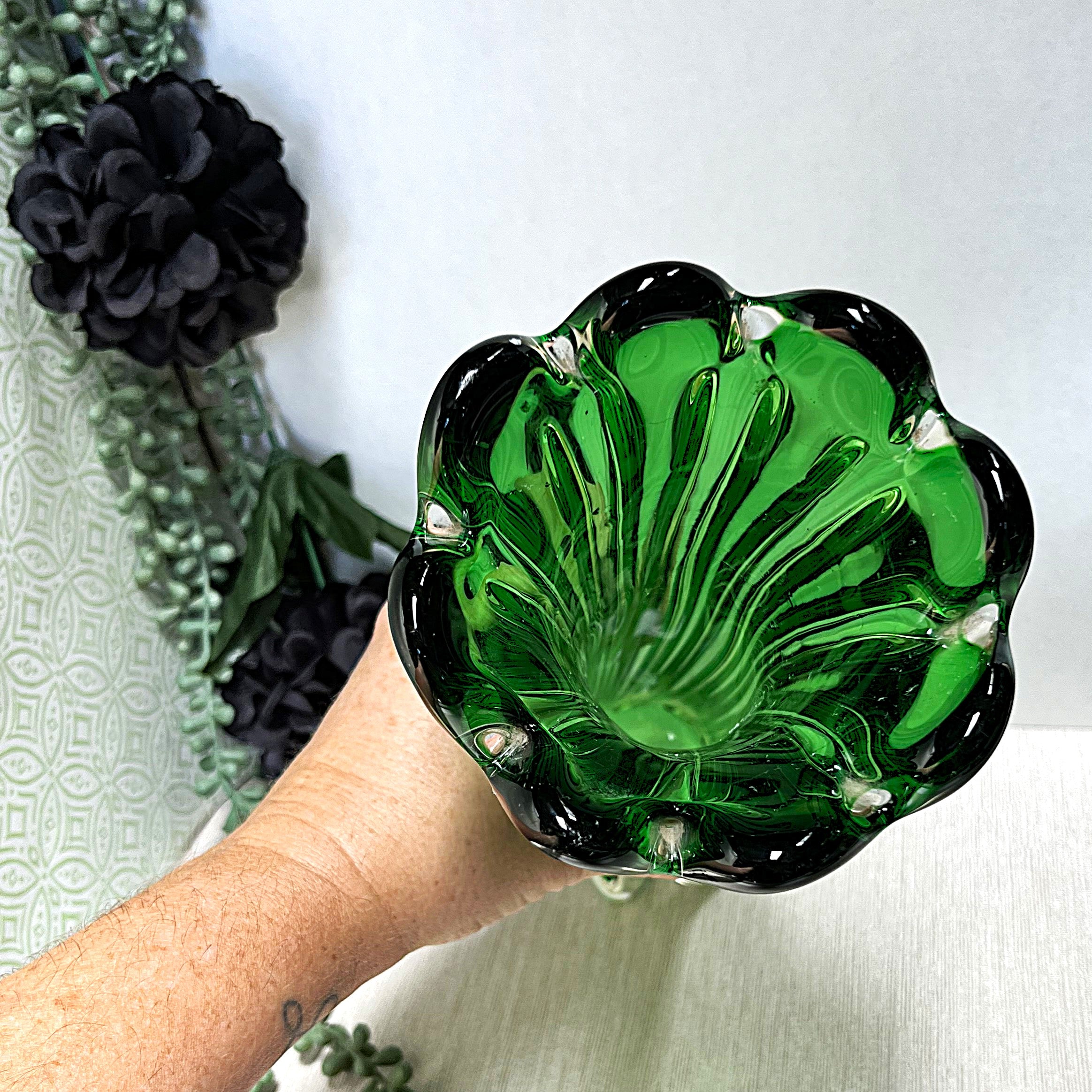 Vases: Emerald Green Cased Glass Vase