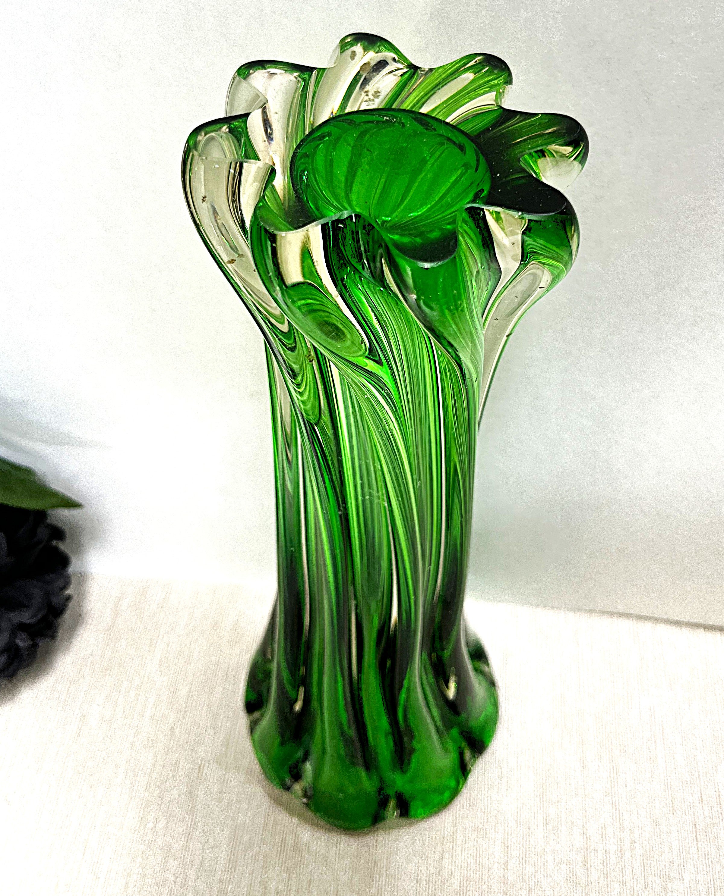 Vases: Emerald Green Cased Glass Vase