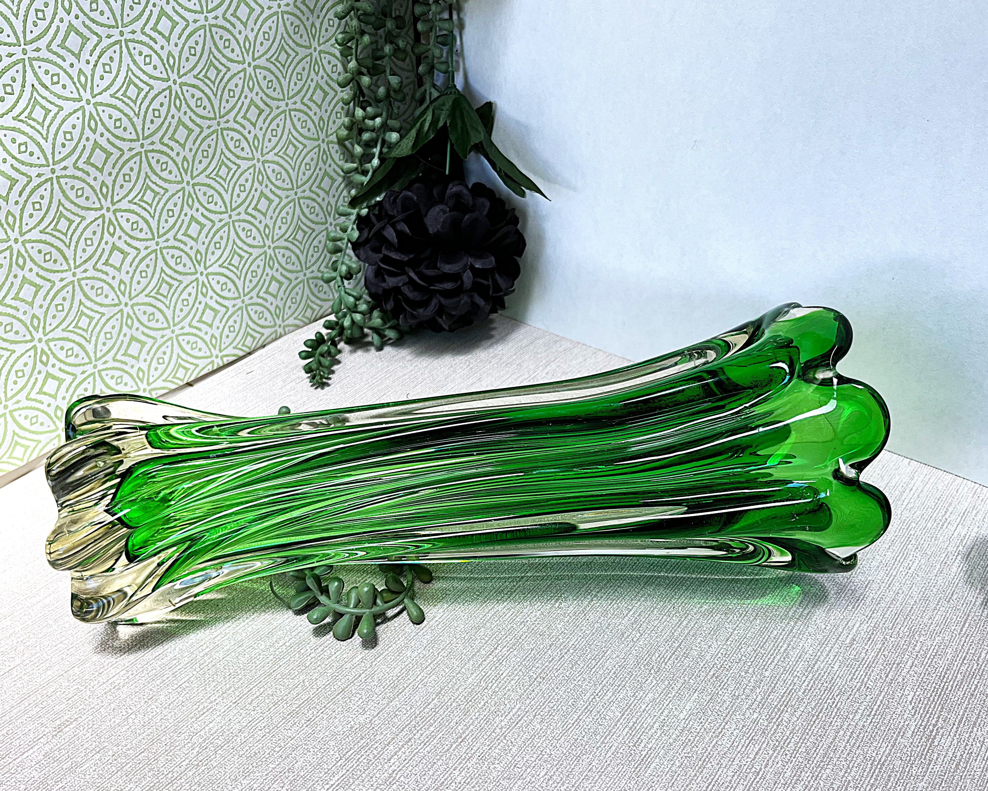 Vases: Emerald Green Cased Glass Vase