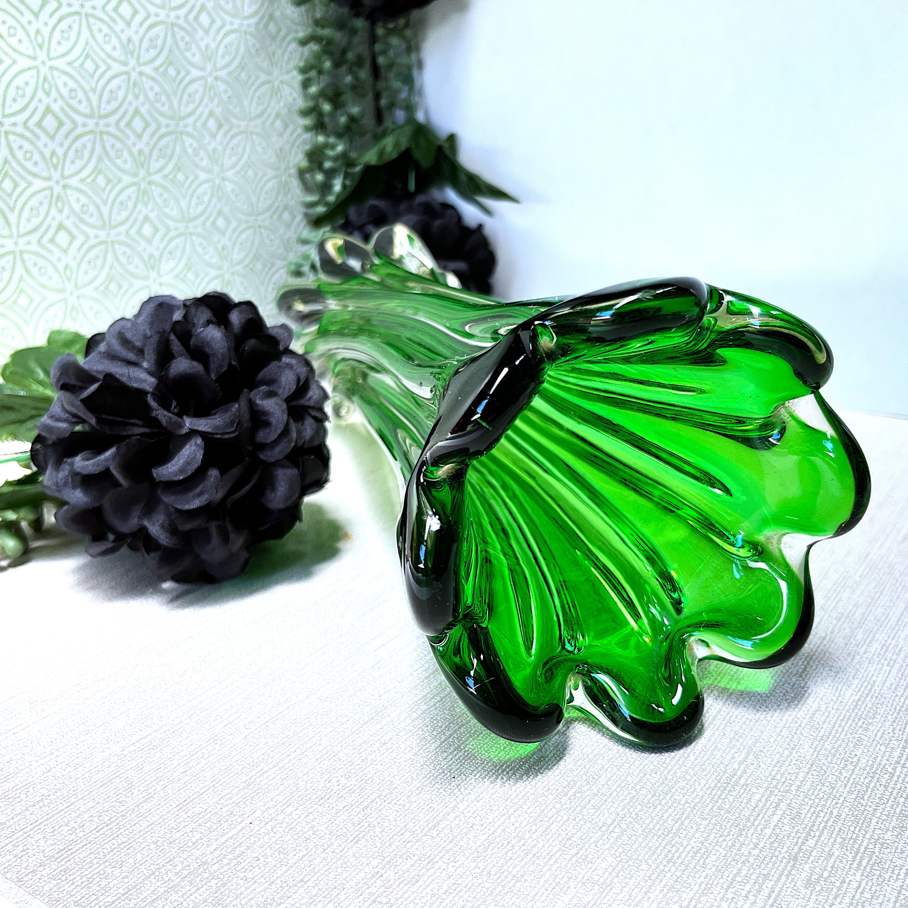 Vases: Emerald Green Cased Glass Vase