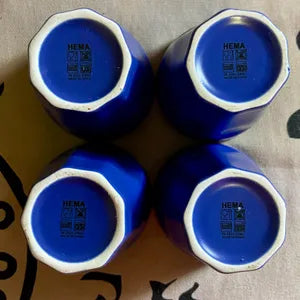 Espresso Cups: HEMA Mirabeau Cobalt Blue Stackable Tumblers, 4
