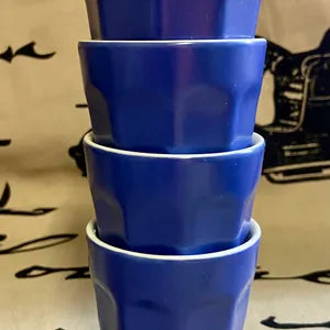 Espresso Cups: HEMA Mirabeau Cobalt Blue Stackable Tumblers, 4