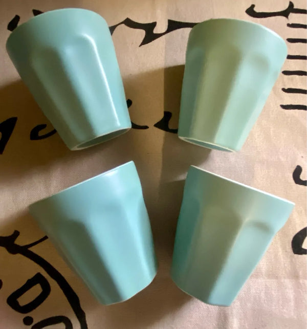 Espresso Cups: HEMA Mirabeau Pastel Mint Green Stackable Tumblers, 4