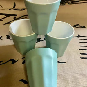 Espresso Cups: HEMA Mirabeau Pastel Mint Green Stackable Tumblers, 4
