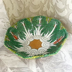 Oriental Art: Chinese Famille Verte Bok Choy Porcelain Footed Bowl
