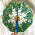 Oriental Art: Chinese Famille Verte Bok Choy Porcelain Footed Bowl