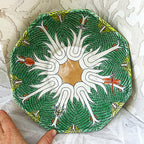 Oriental Art: Chinese Famille Verte Bok Choy Porcelain Footed Bowl