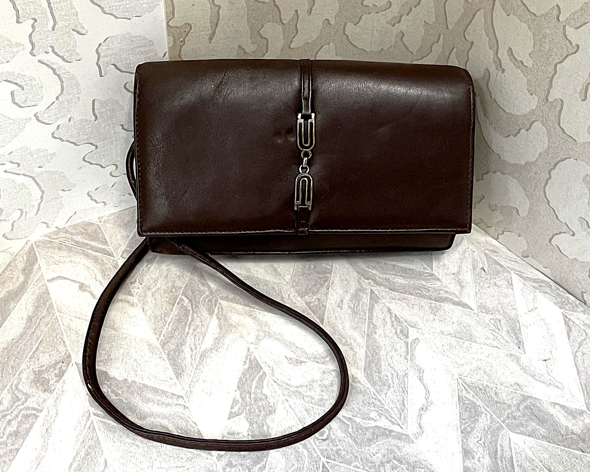 Bags: Topaz Supple Brown Genuine Leather Crossbody Clutch Purse