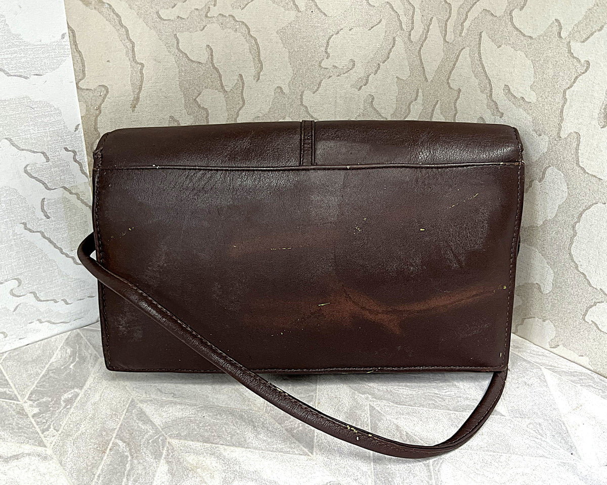 Bags: Topaz Supple Brown Genuine Leather Crossbody Clutch Purse