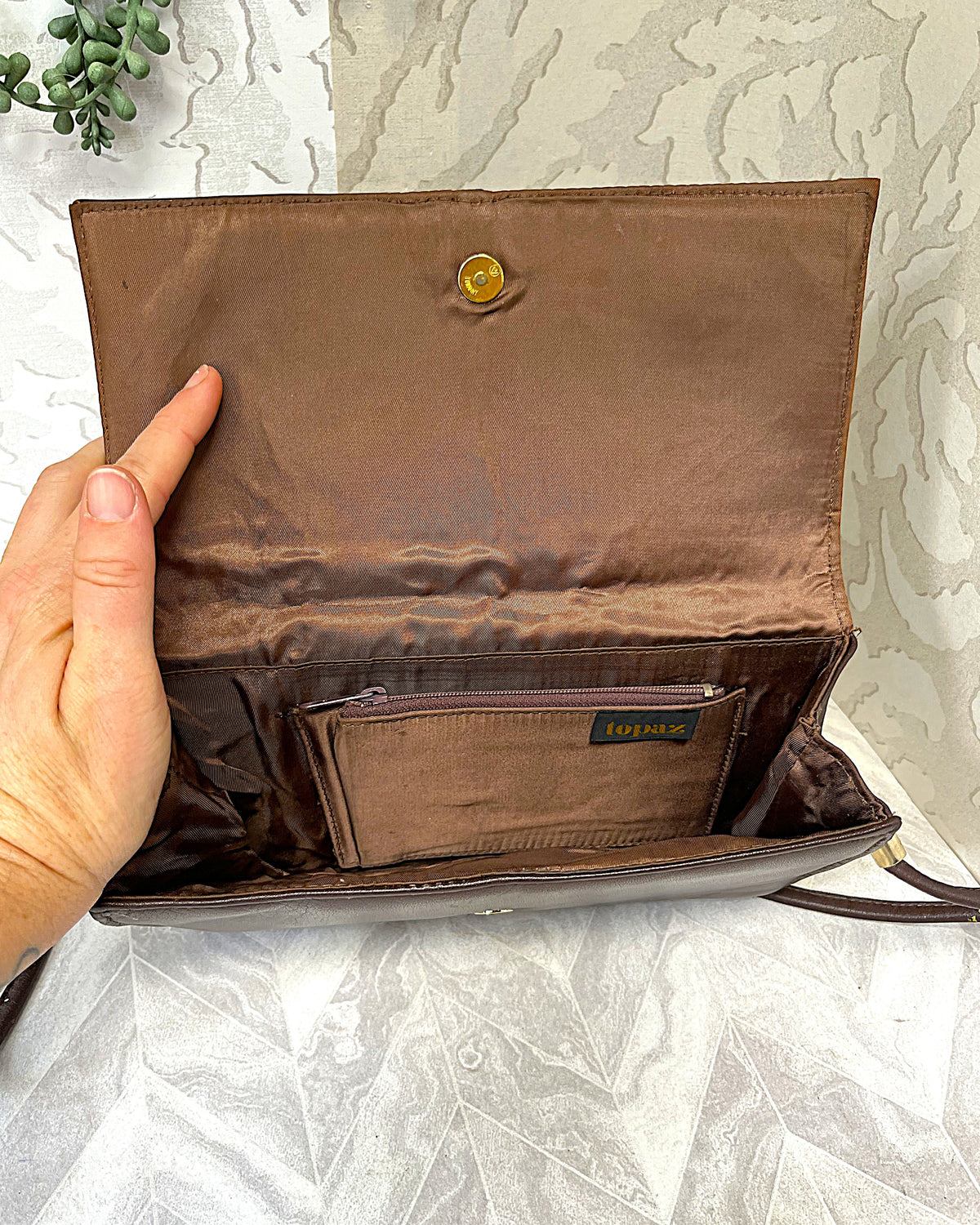 Bags: Topaz Supple Brown Genuine Leather Crossbody Clutch Purse
