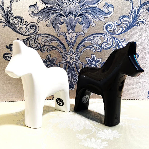 Animal Décor:  Limited Edition 2018 IKEA 75th Anniversary Ceramic Dala Horse Figurine Pair