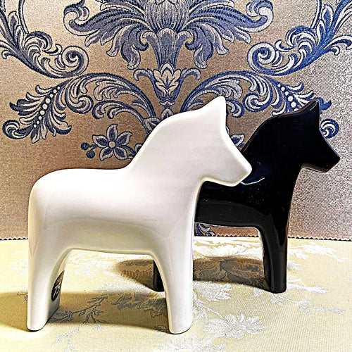 Animal Décor:  Limited Edition 2018 IKEA 75th Anniversary Ceramic Dala Horse Figurine Pair