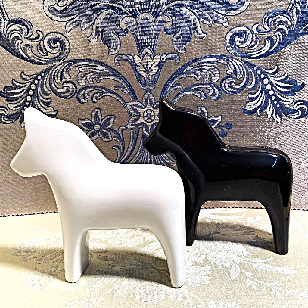 Animal Décor:  Limited Edition 2018 IKEA 75th Anniversary Ceramic Dala Horse Figurine Pair