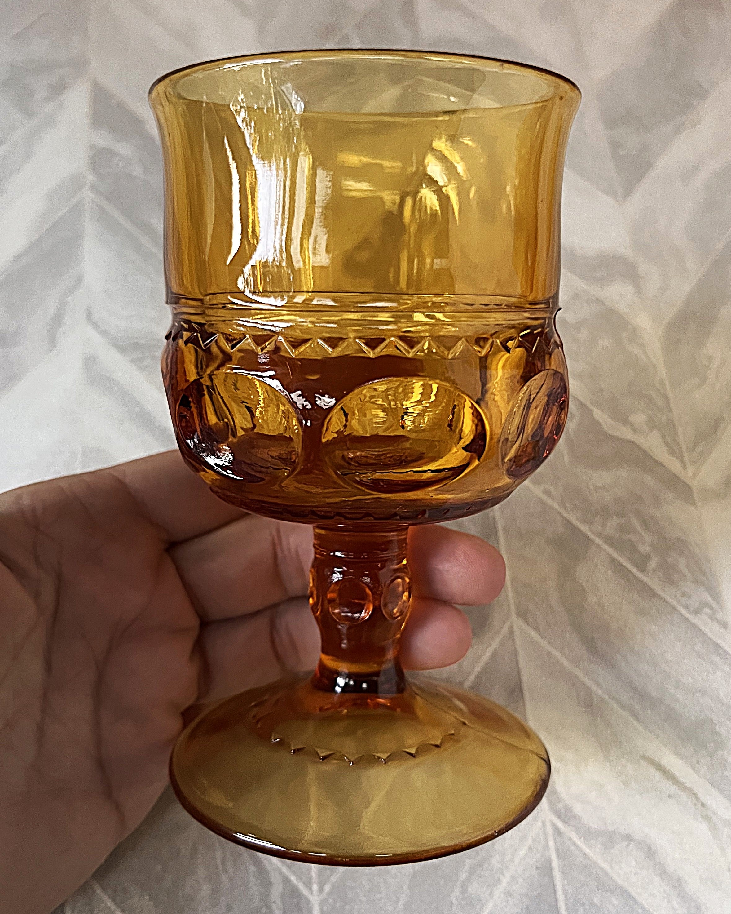 Stem & Drinkware: Indiana Glass King's Crown Amber Wine Goblets, Set of 12