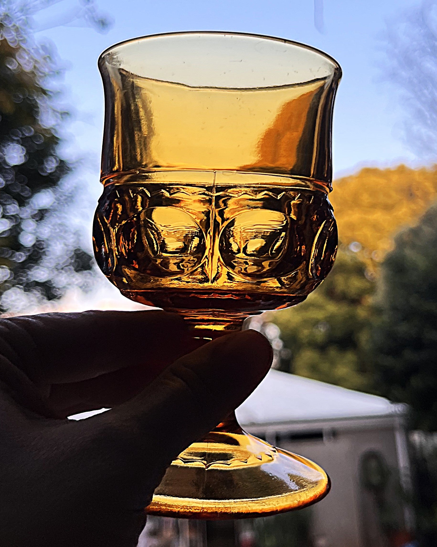 Stem & Drinkware: Indiana Glass King's Crown Amber Wine Goblets, Set of 12