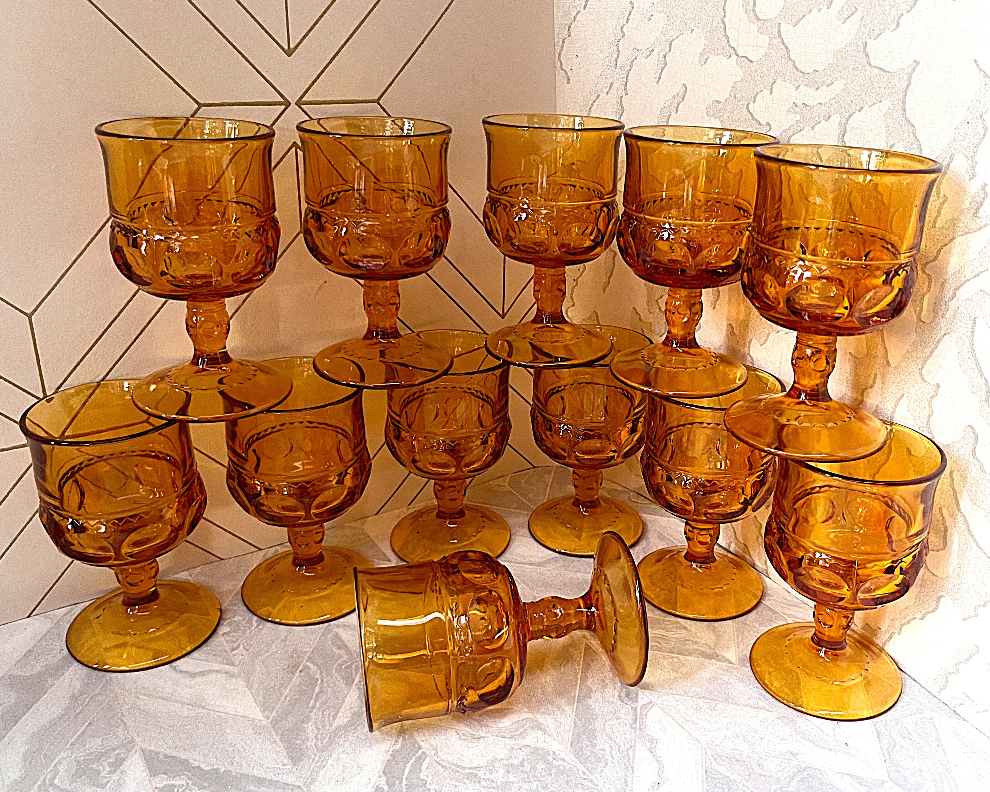 Stem & Drinkware: Indiana Glass King's Crown Amber Wine Goblets, Set of 12