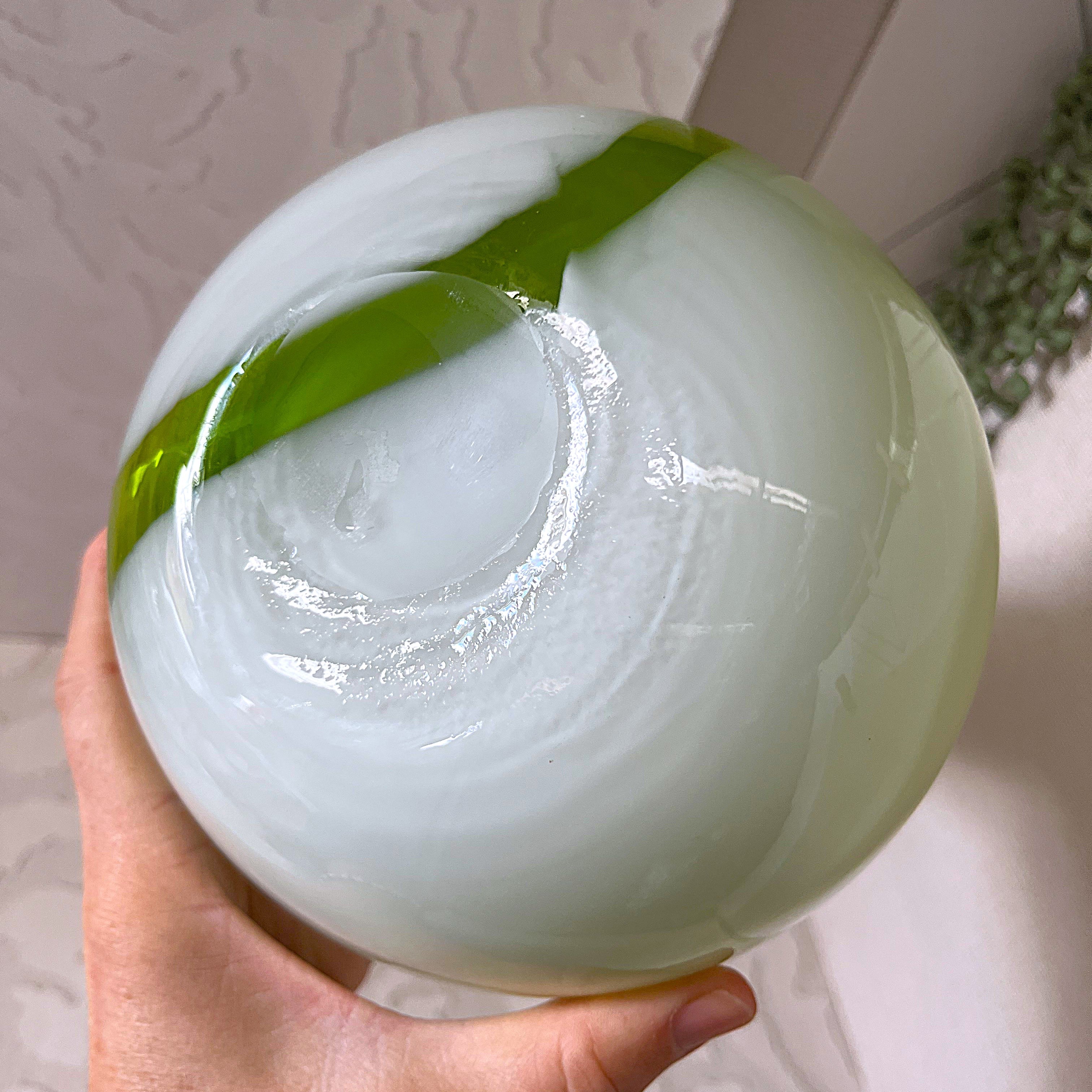 Vases: Italian Empoli Lime Green Milky White Glass Vase