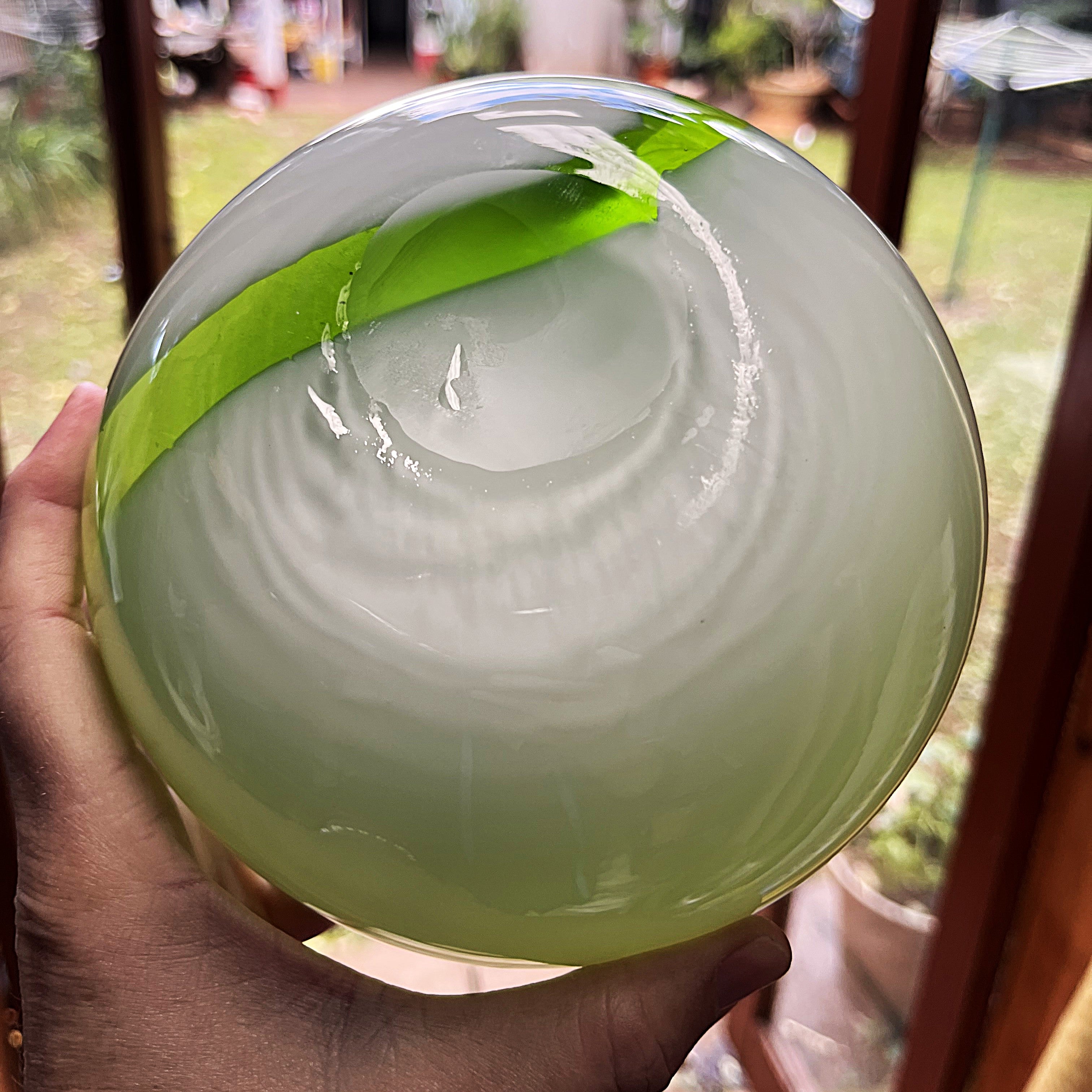 Vases: Italian Empoli Lime Green Milky White Glass Vase