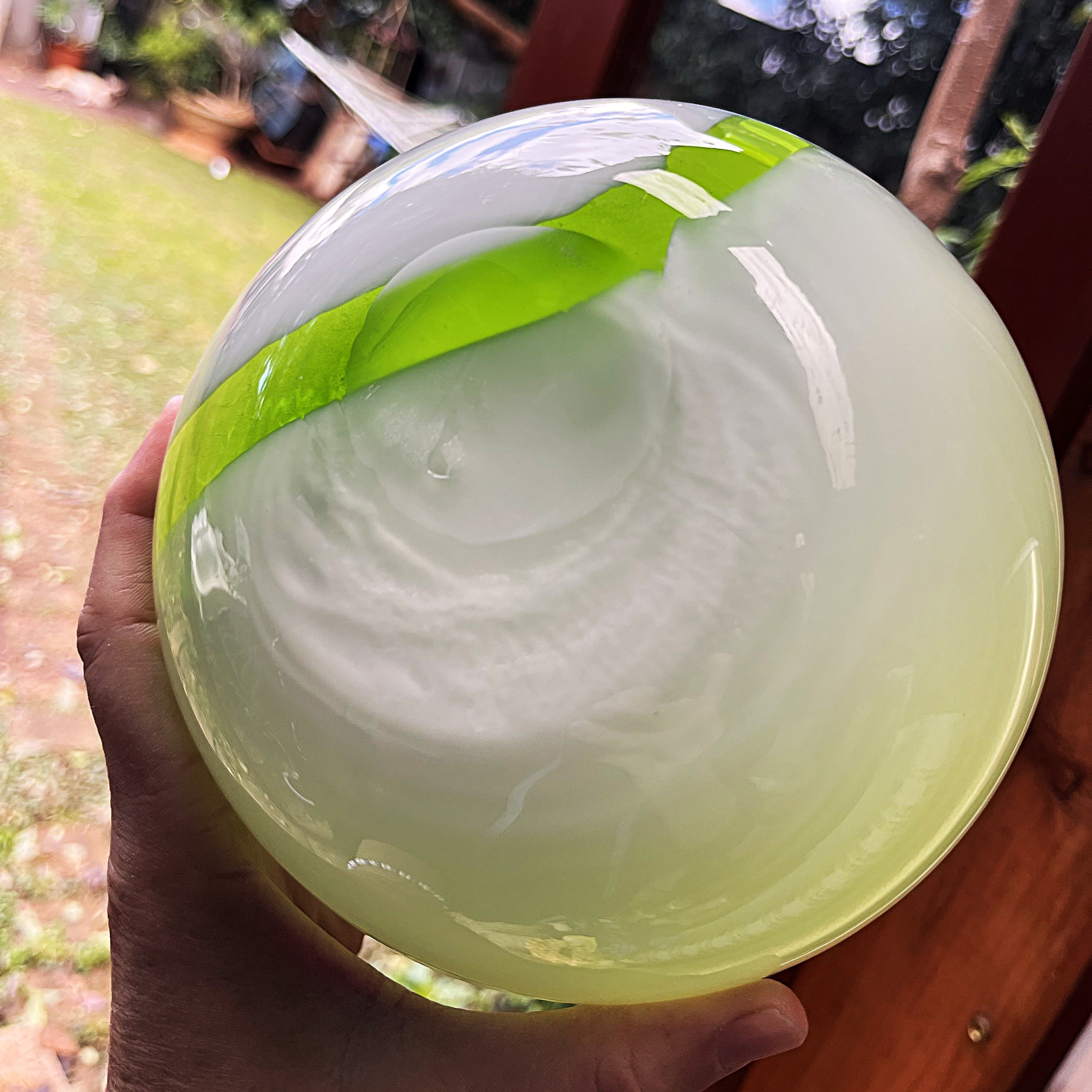 Vases: Italian Empoli Lime Green Milky White Glass Vase