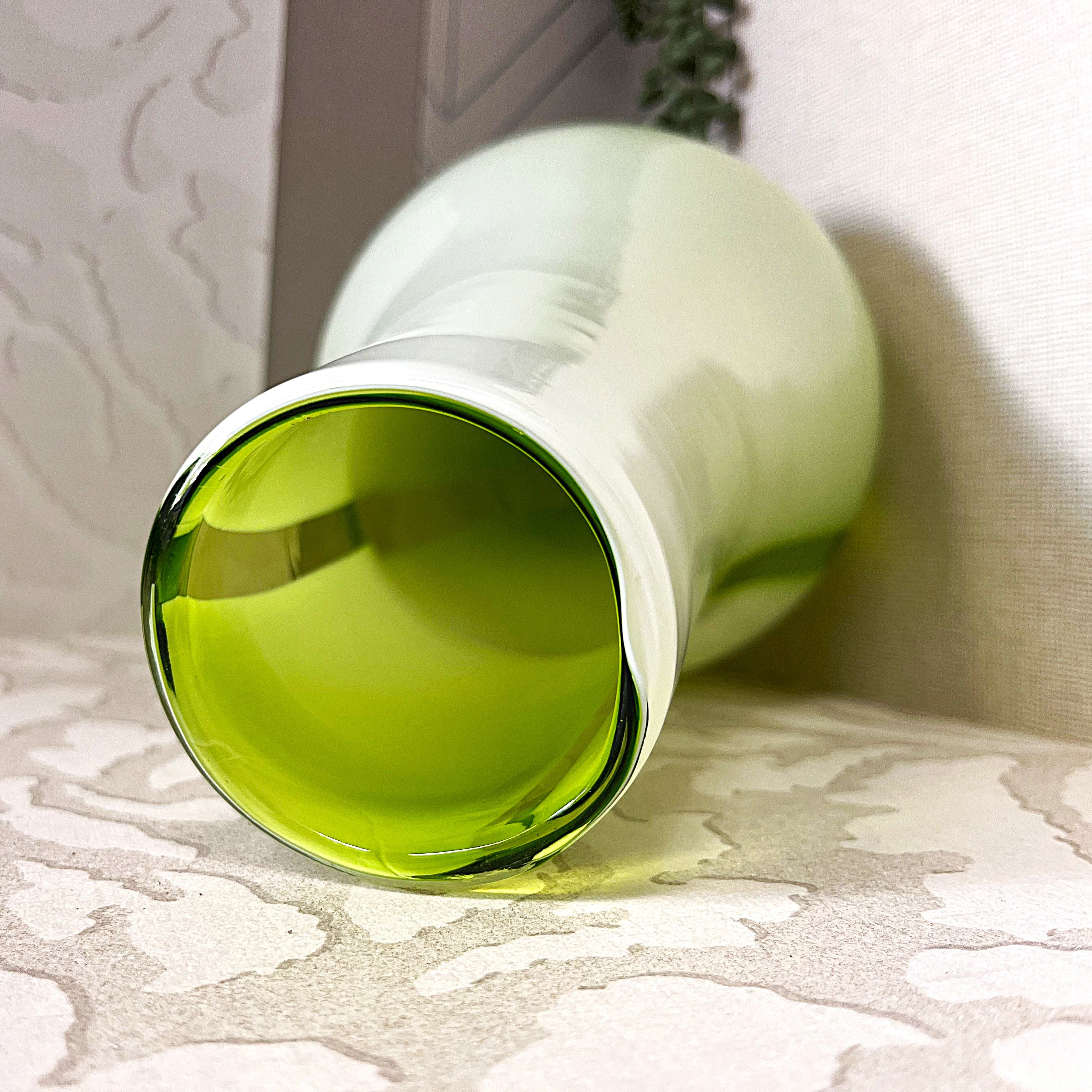 Vases: Italian Empoli Lime Green Milky White Glass Vase
