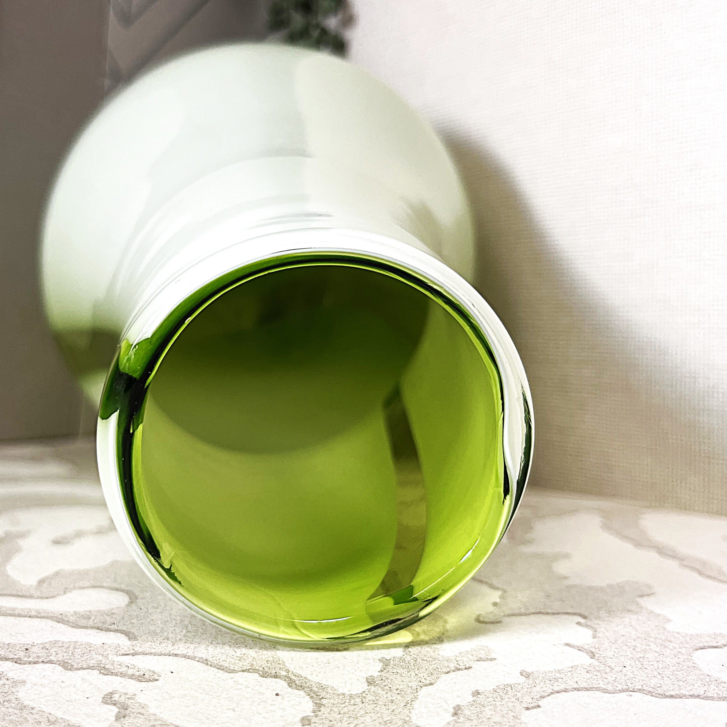 Vases: Italian Empoli Lime Green Milky White Glass Vase