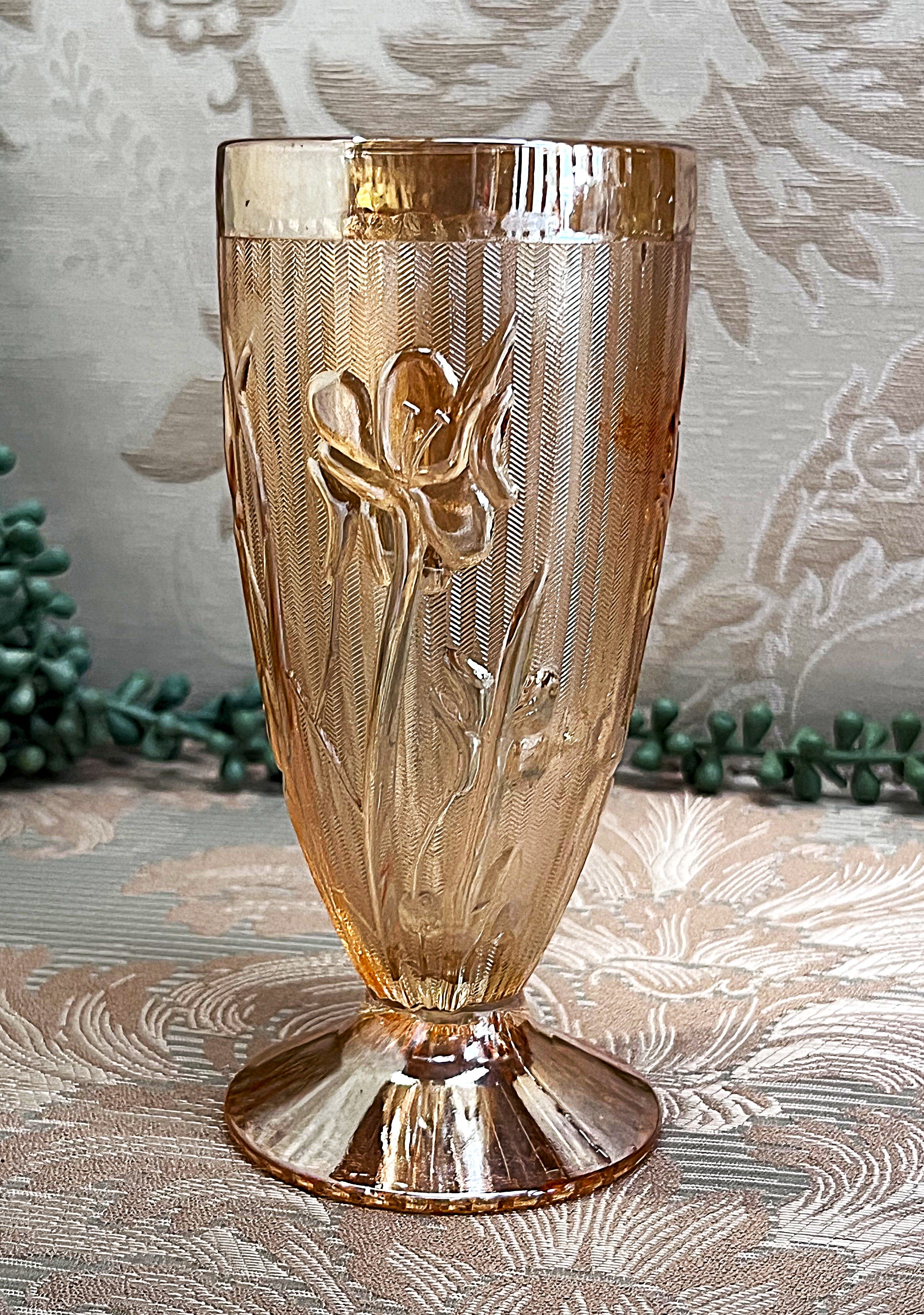 Drinkware: Jeanette Glass Iridescent Marigold Tumbler
