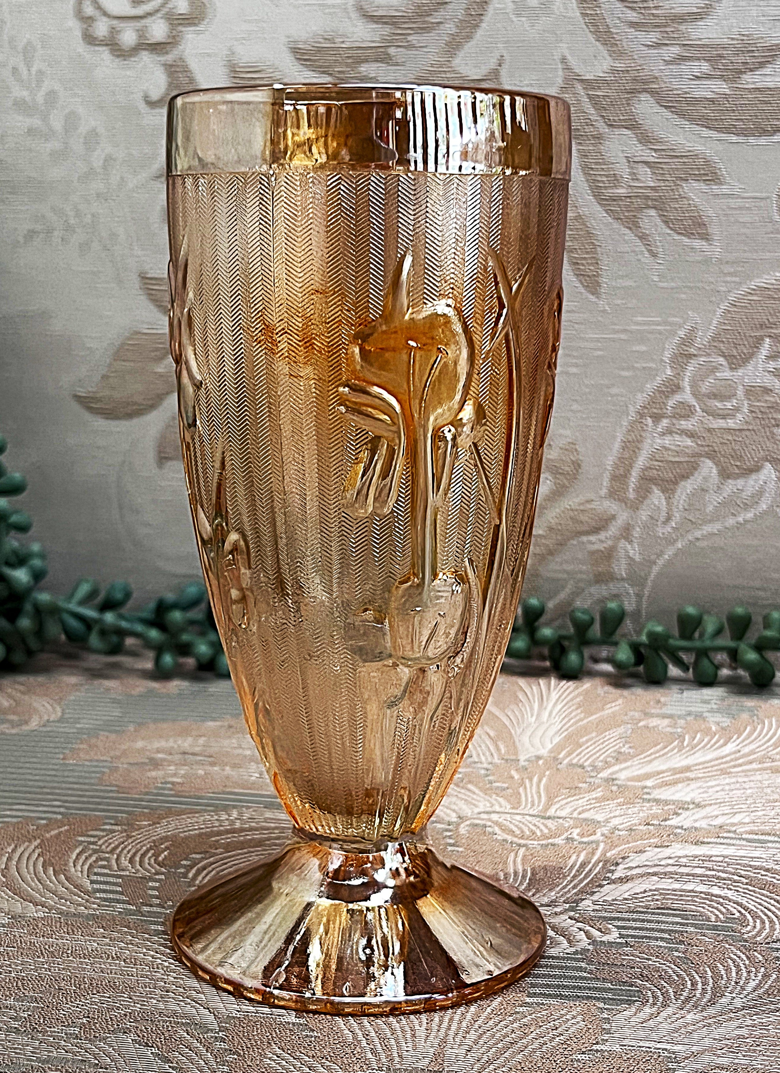 Drinkware: Jeanette Glass Iridescent Marigold Tumbler