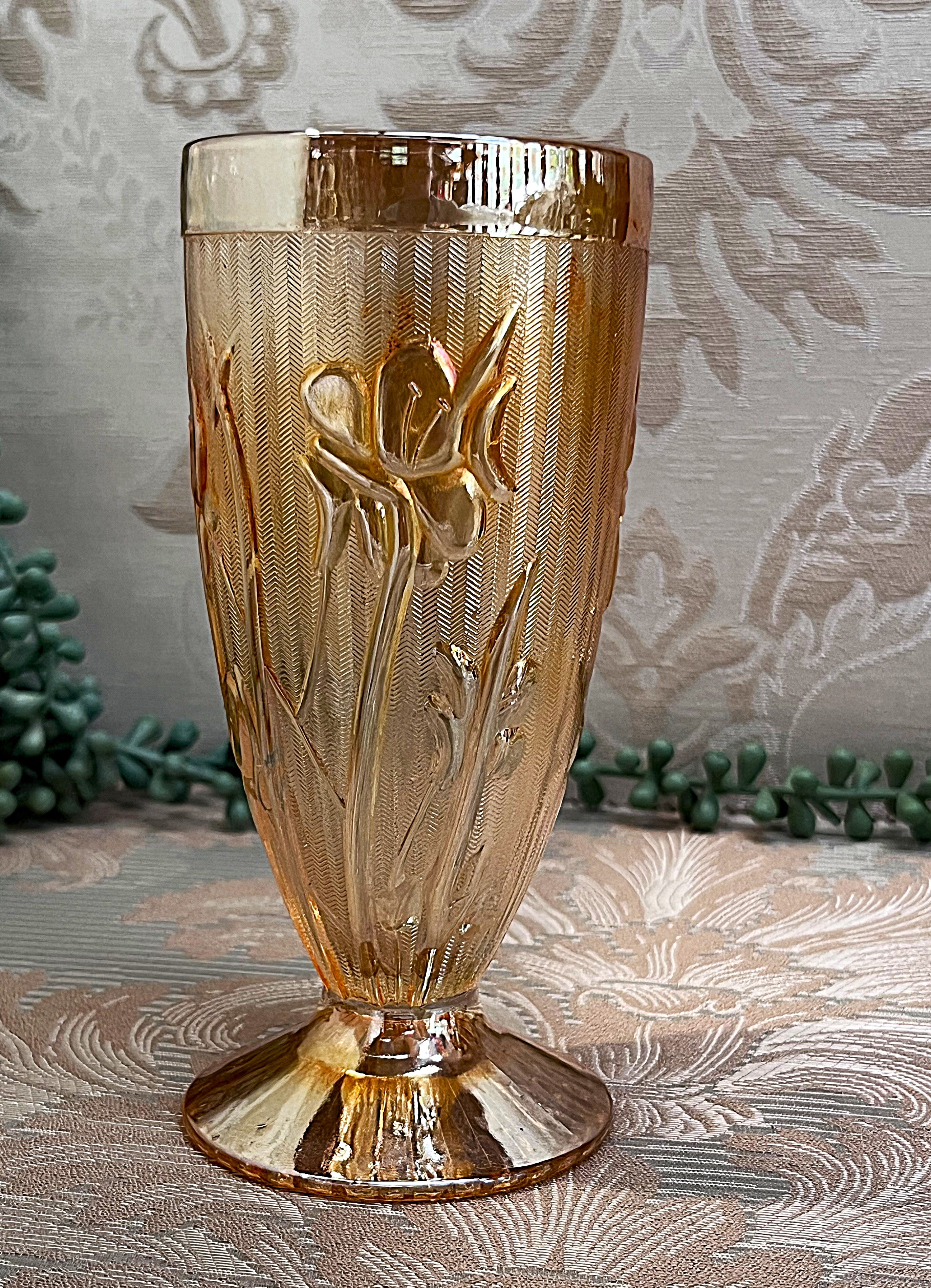 Drinkware: Jeanette Glass Iridescent Marigold Tumbler