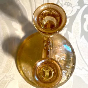 Candleholders: Jeanette Glass Louisa Double Candle Candlestick Holder Marigold