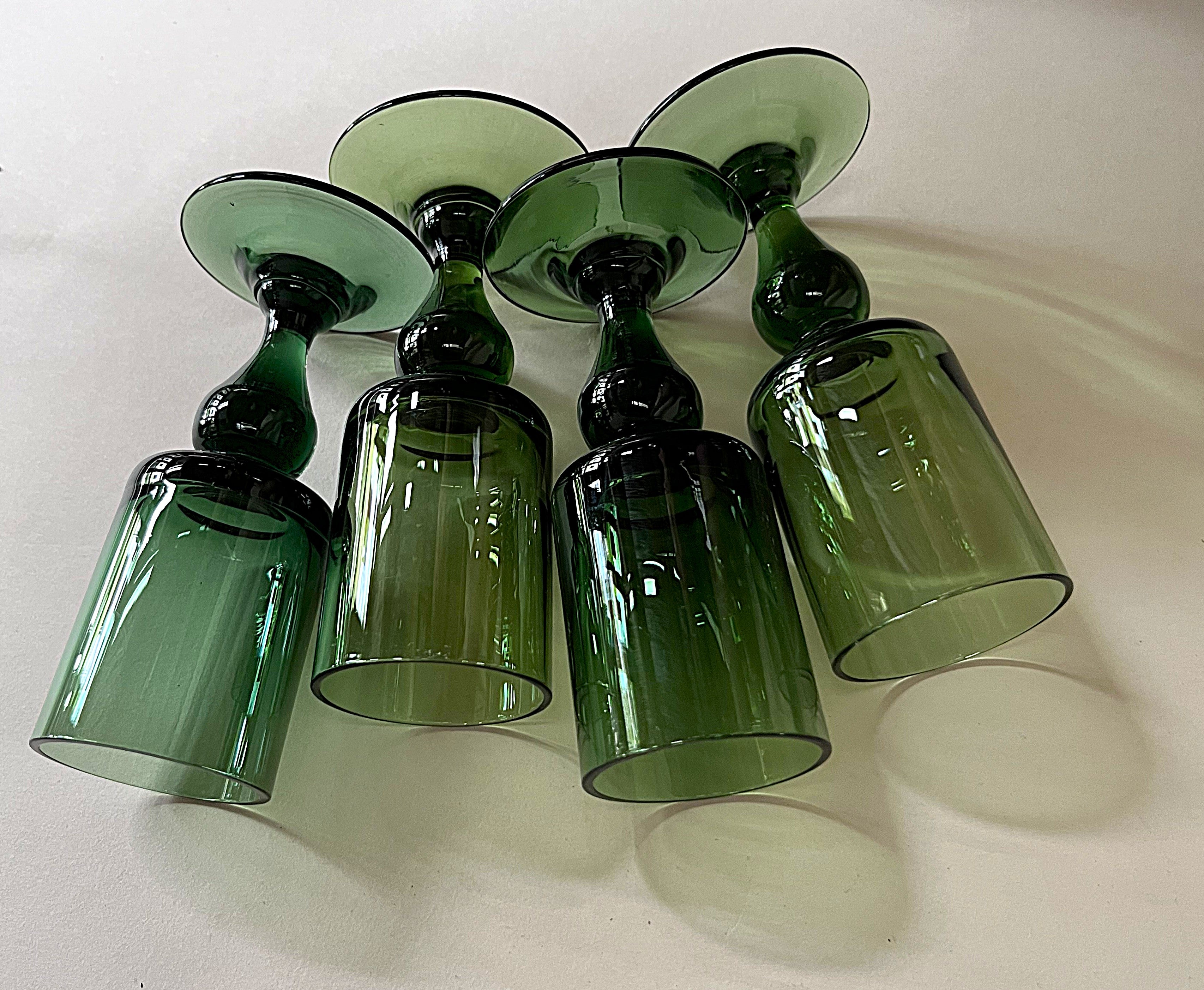 Stemware: Kosta Boda Dark Green Liqueur Glasses, 4