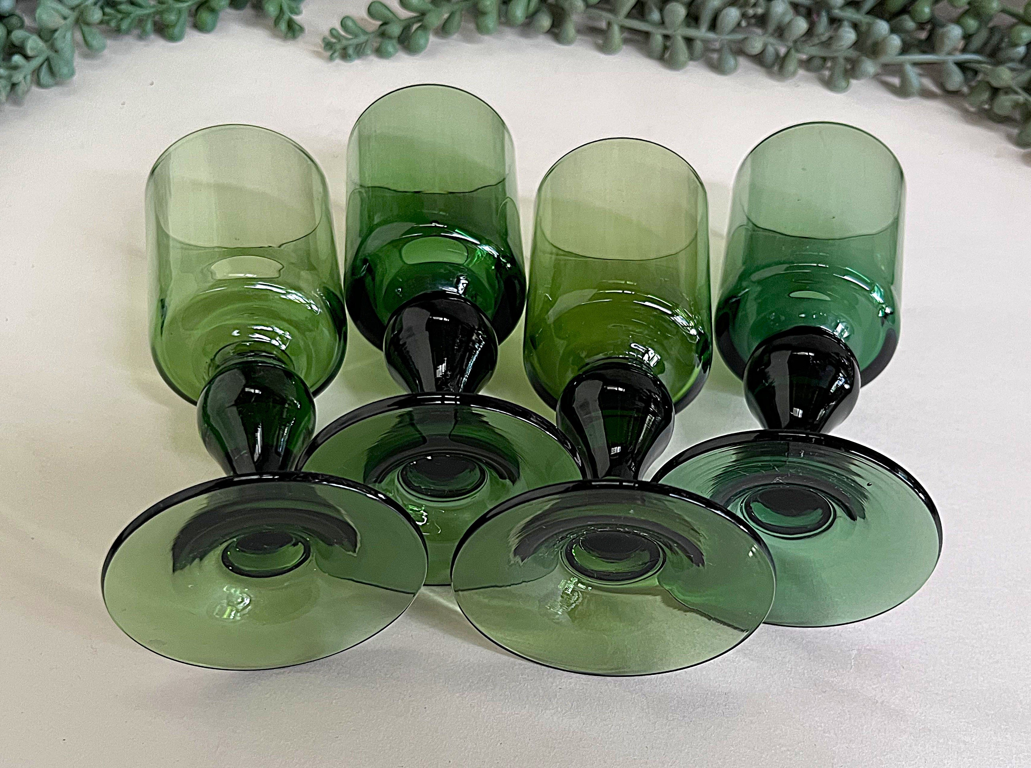 Stemware: Kosta Boda Dark Green Liqueur Glasses, 4