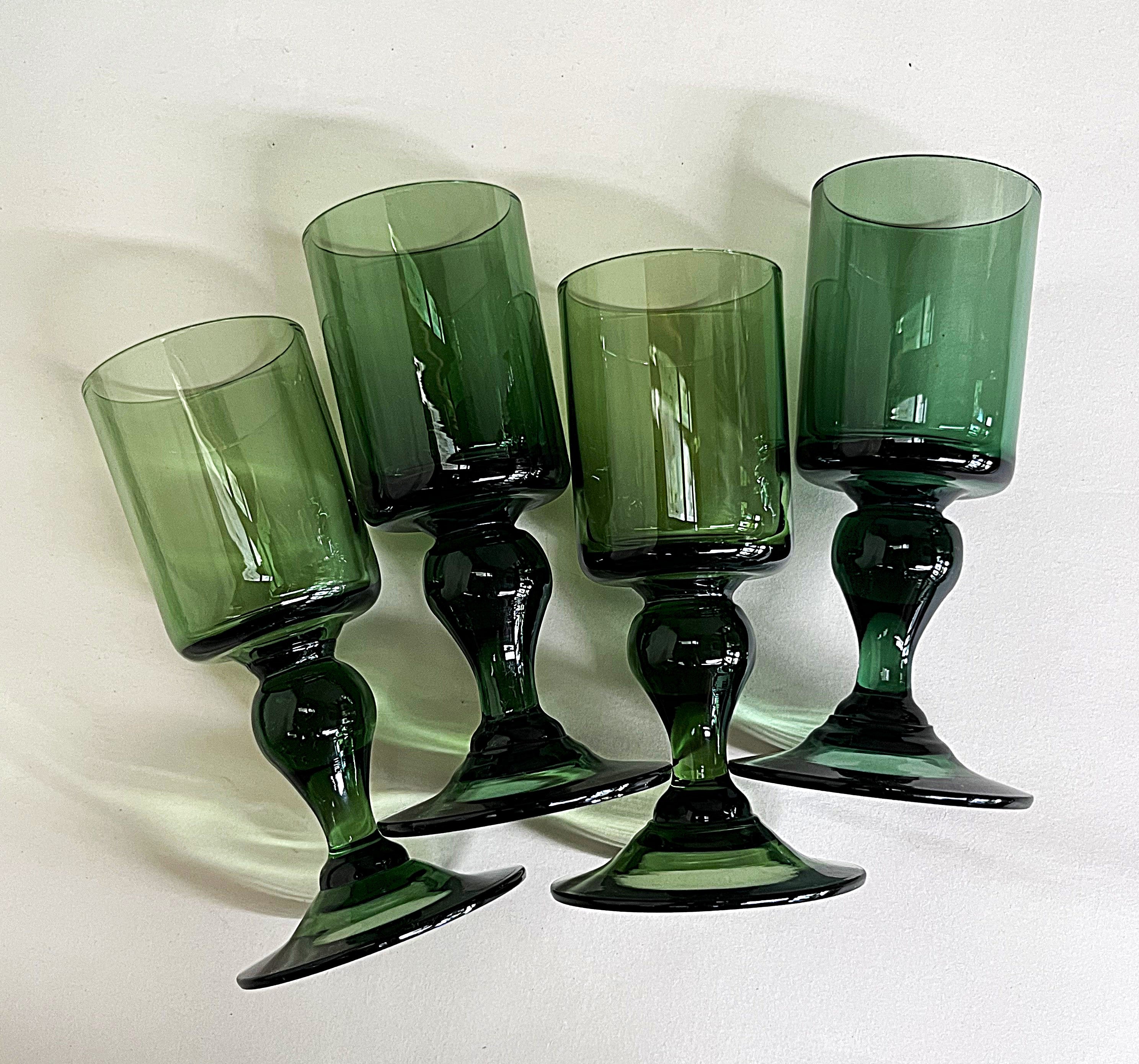 Stemware: Kosta Boda Dark Green Liqueur Glasses, 4