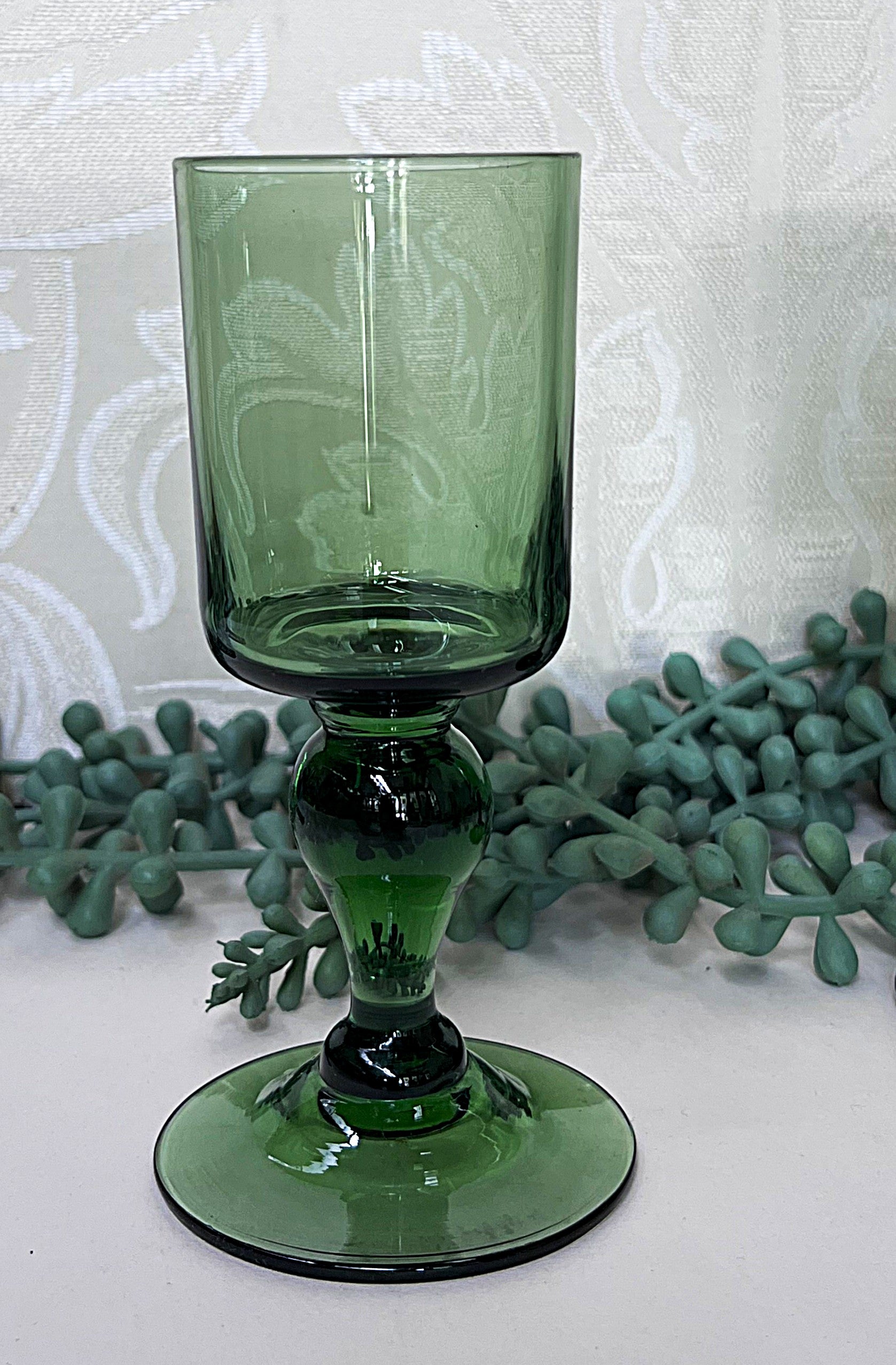Stemware: Kosta Boda Dark Green Liqueur Glasses, 4