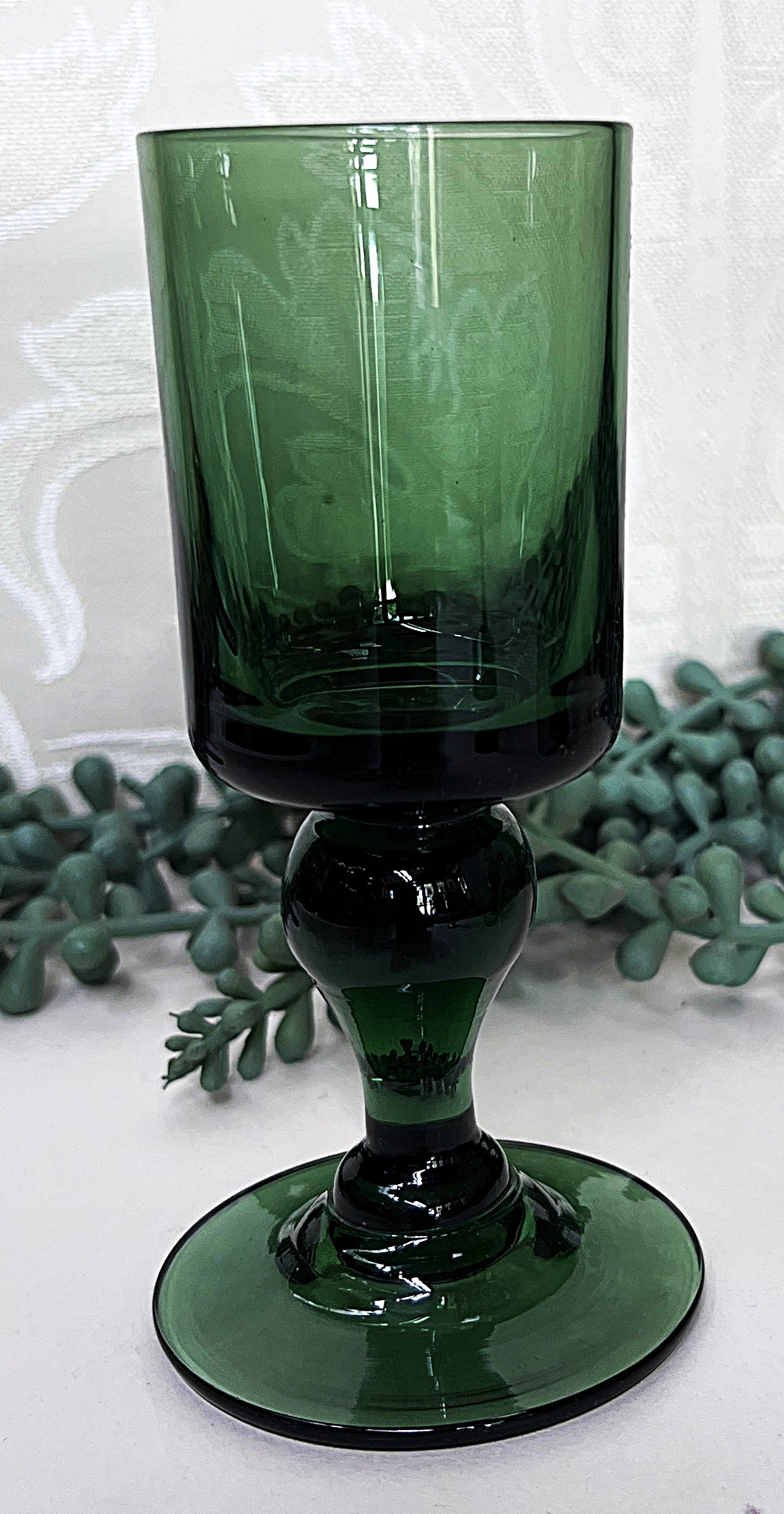 Stemware: Kosta Boda Dark Green Liqueur Glasses, 4