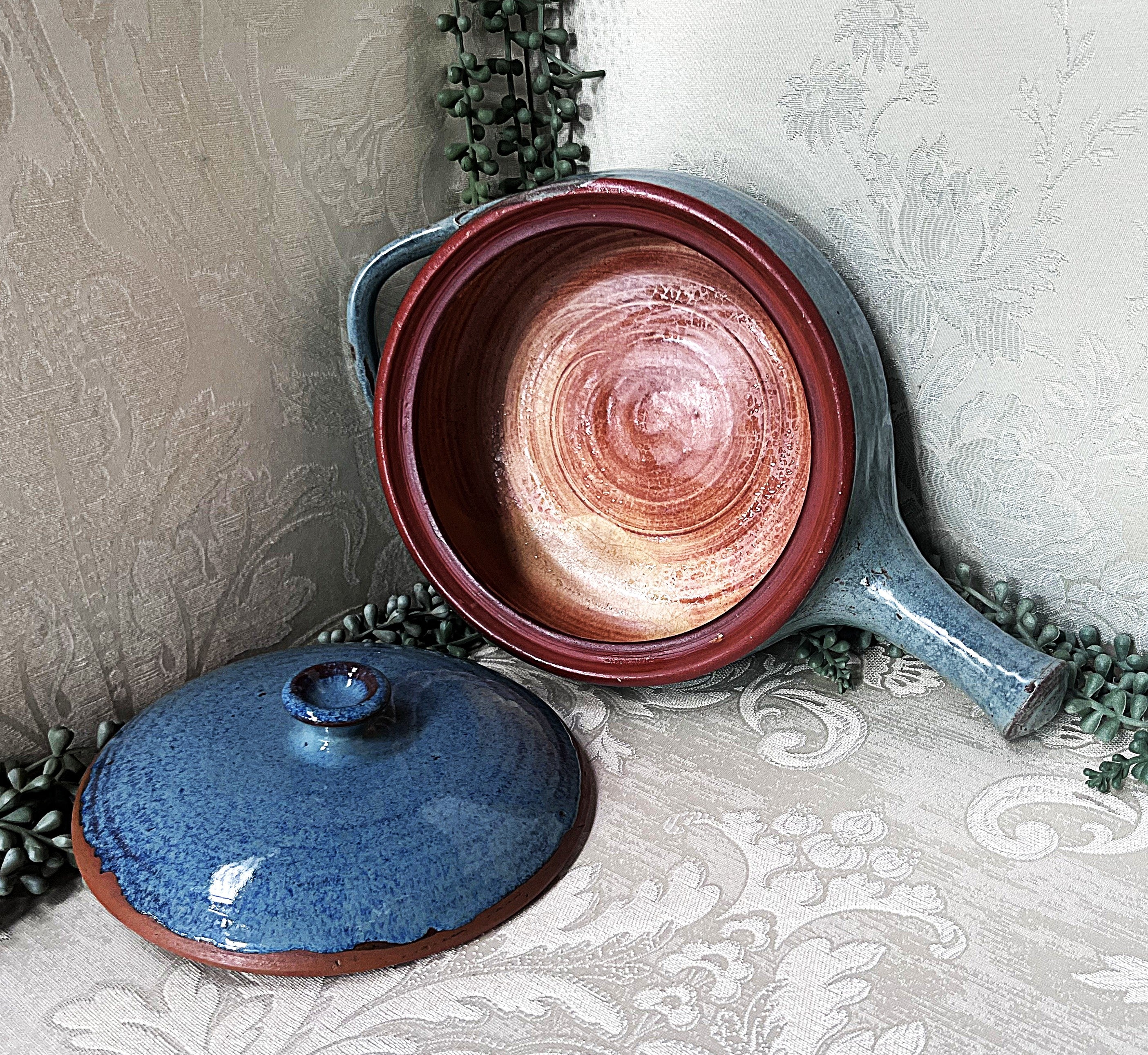 Liebermann: Lidded Pottery Dish Duck Egg Blue