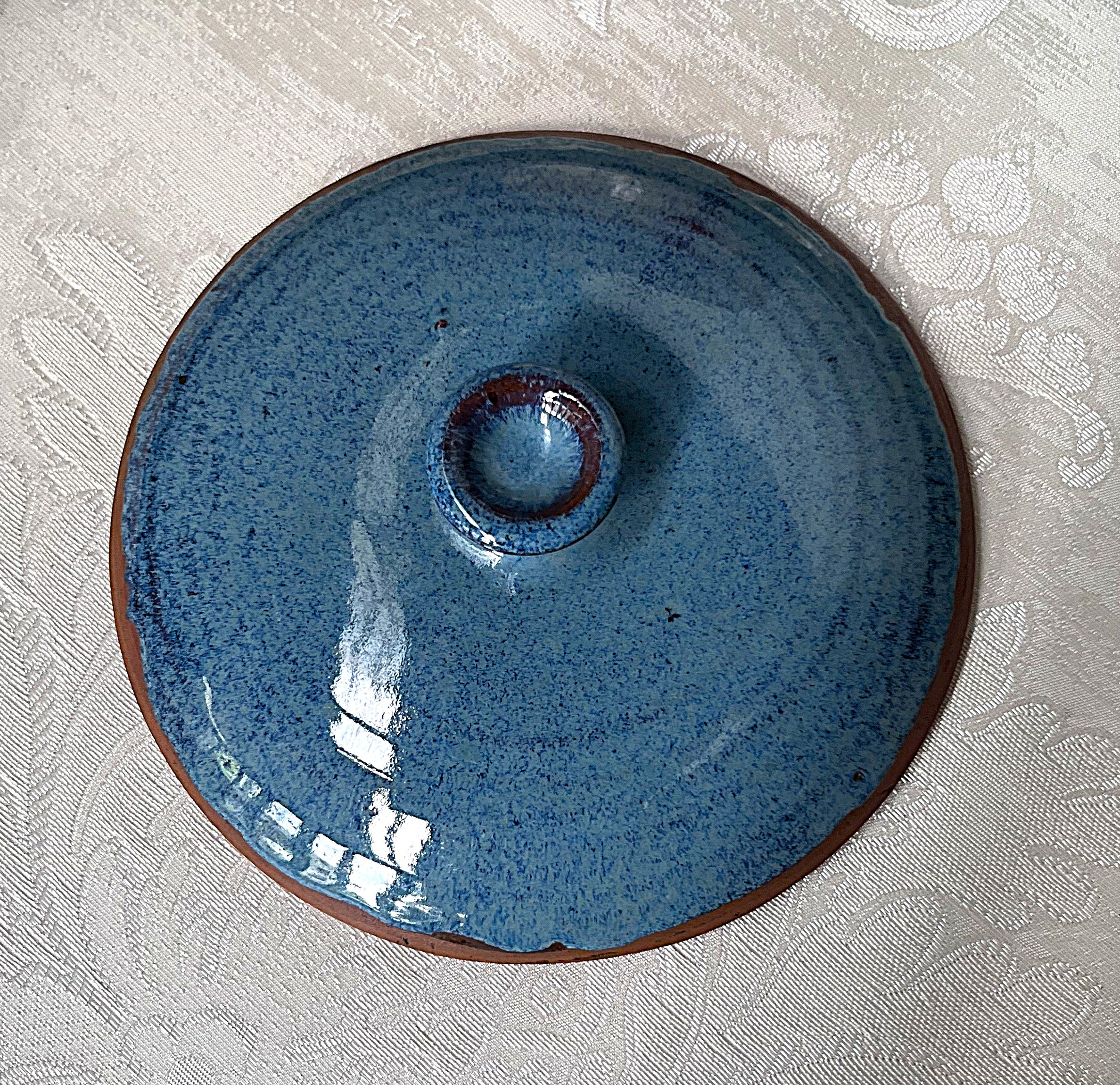 Liebermann: Lidded Pottery Dish Duck Egg Blue