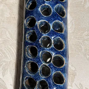 Linn Ware: Trough Vase with Flower Frog Insert in Cobalt Blue