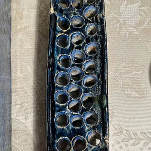 Linn Ware: Trough Vase with Flower Frog Insert in Cobalt Blue