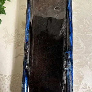 Linn Ware: Trough Vase with Flower Frog Insert in Cobalt Blue