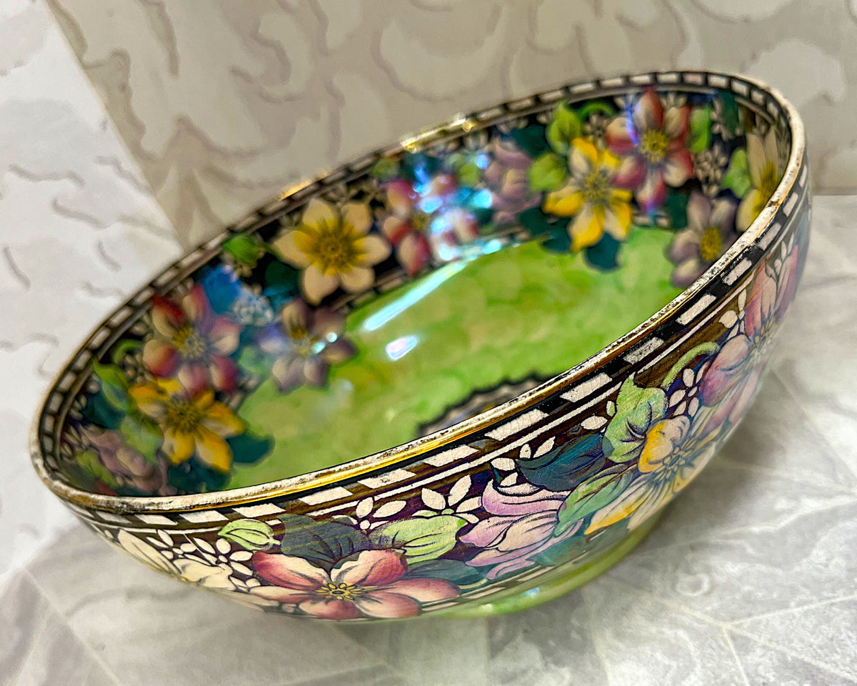 Decorative Ceramics: Antique Maling "Clematis" Lustreware Centrepiece Bowl