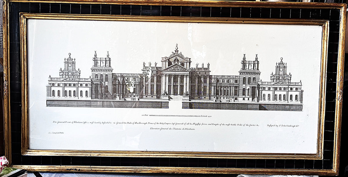 Original Prints: Antique c.1715–1725 Colen Campbell Vitruvius Britannicus Blenheim Palace Engraving