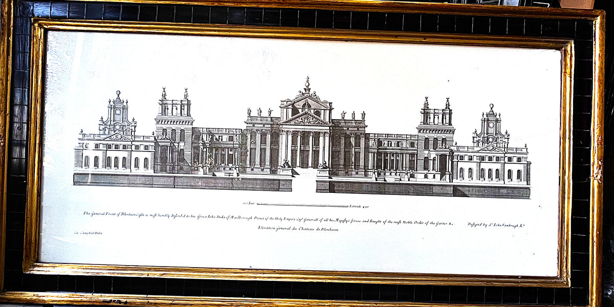 Original Prints: Antique c.1715–1725 Colen Campbell Vitruvius Britannicus Blenheim Palace Engraving