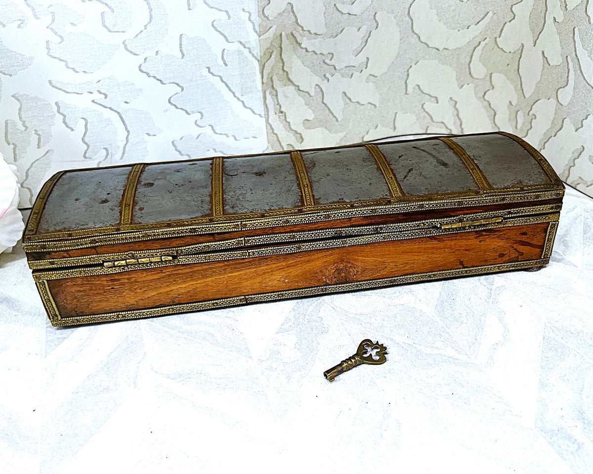 Wooden Boxes: Dutch Colonial Indo-Portuguese Dome-Top Document Box Circa 1850–1880