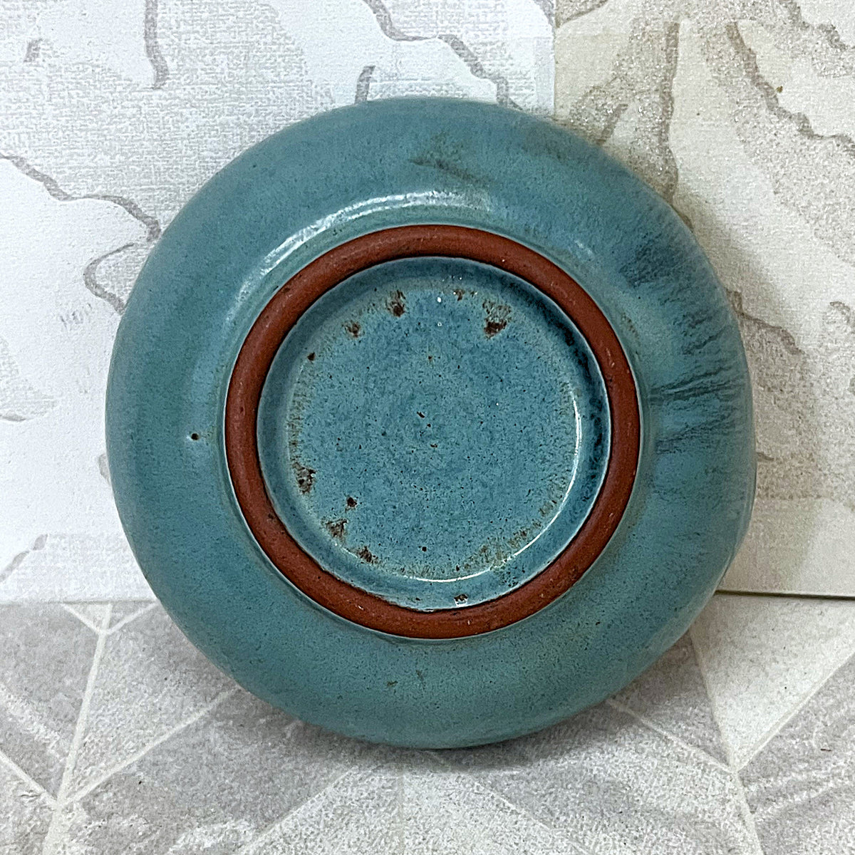 Liebermann: Hand-Signed Mid-Century Turquoise Glaze Ashtrays, 2