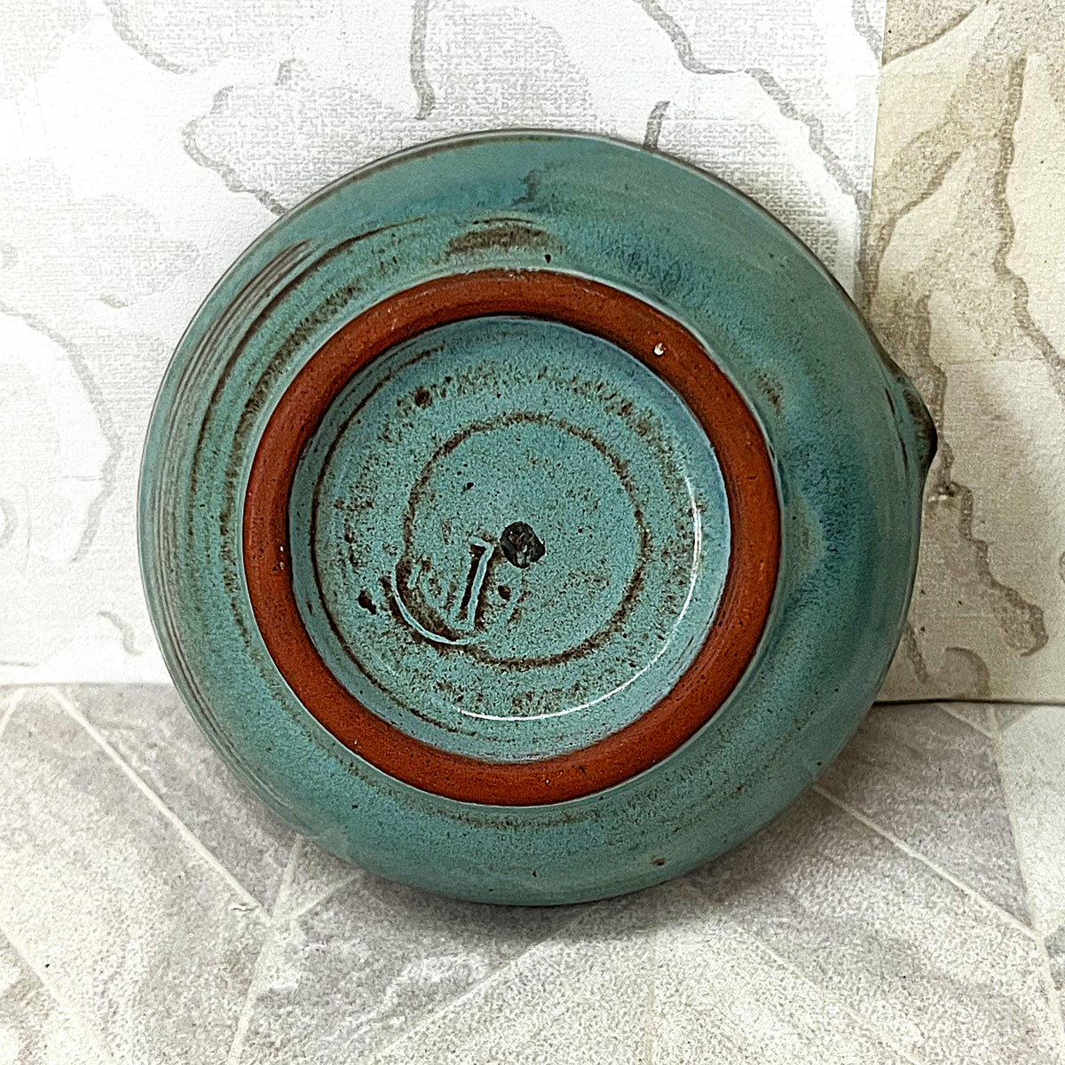 Liebermann: Hand-Signed Mid-Century Turquoise Glaze Ashtrays, 2