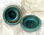 Liebermann: Hand-Signed Mid-Century Turquoise Glaze Ashtrays, 2