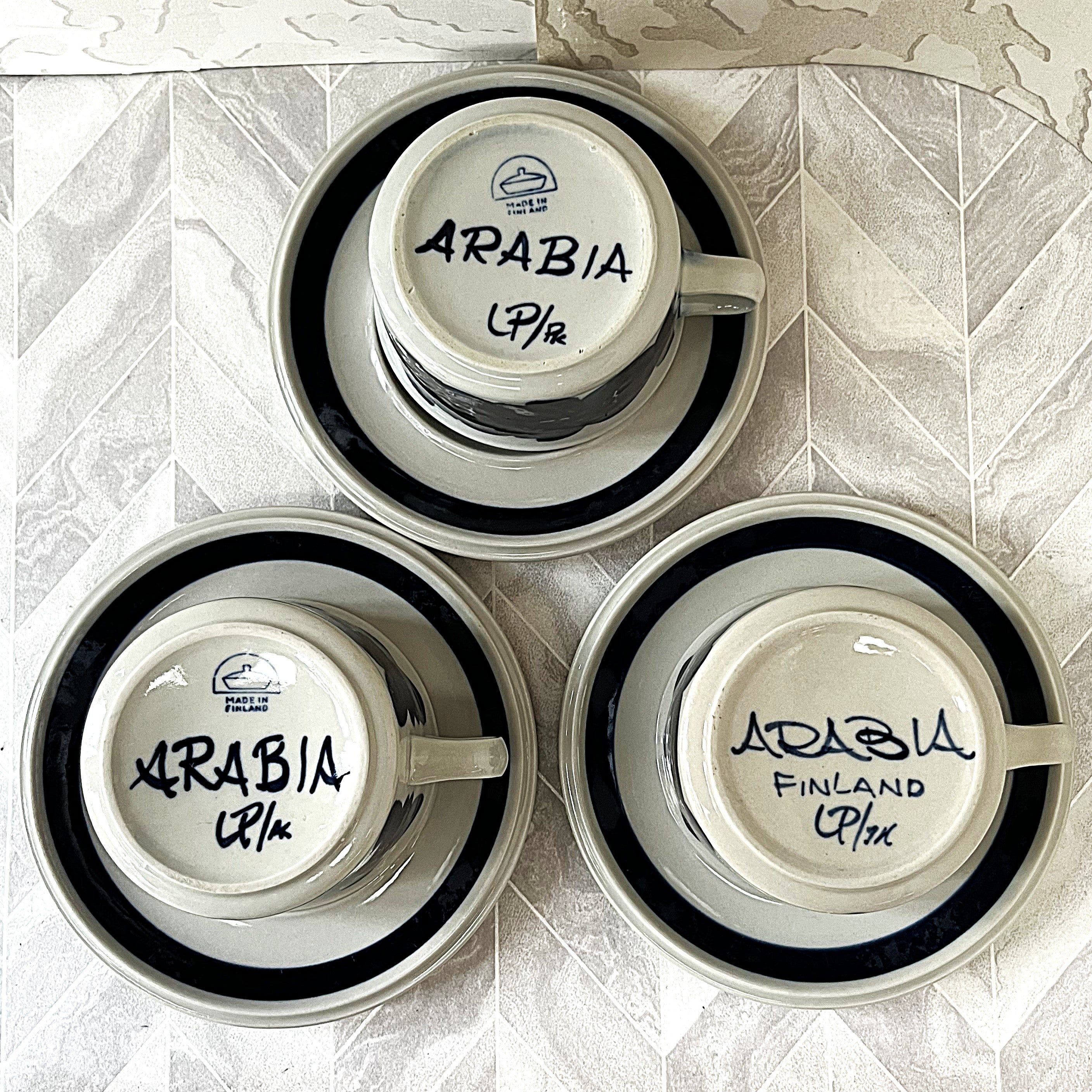 Coffee Cups: Arabia Finland Anemone Cup & Saucer Duos, 3